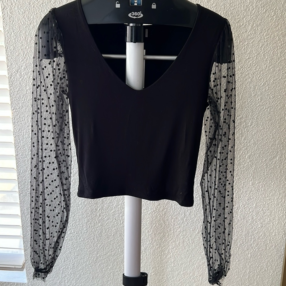Black mesh long sleeves